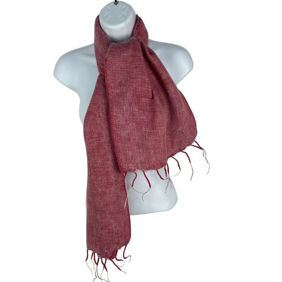 Red Woven Fringe Soft Scarf For Women - Picture 2 of 3